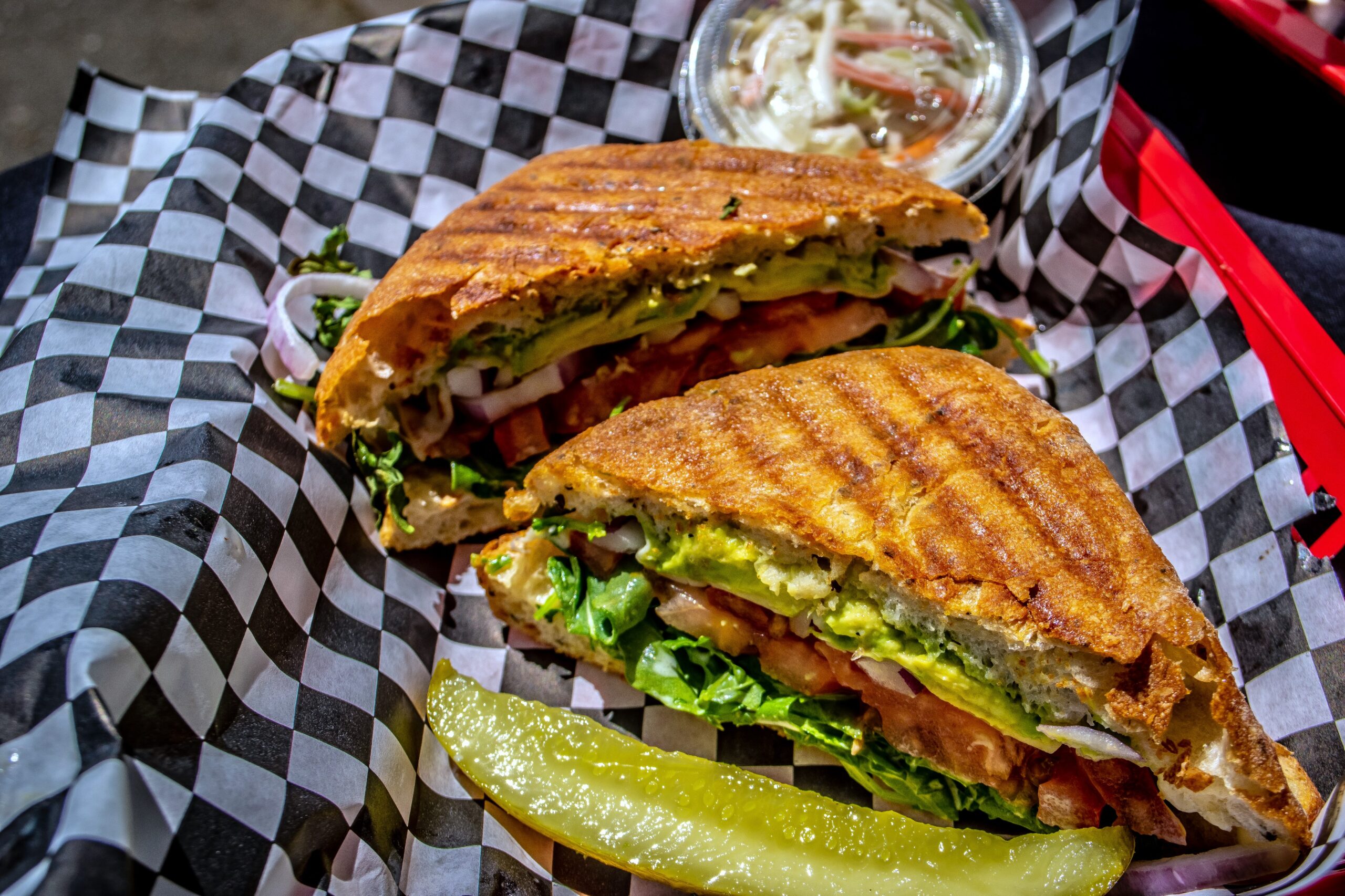 Avocado hummus panini vegan from Chelsea Café